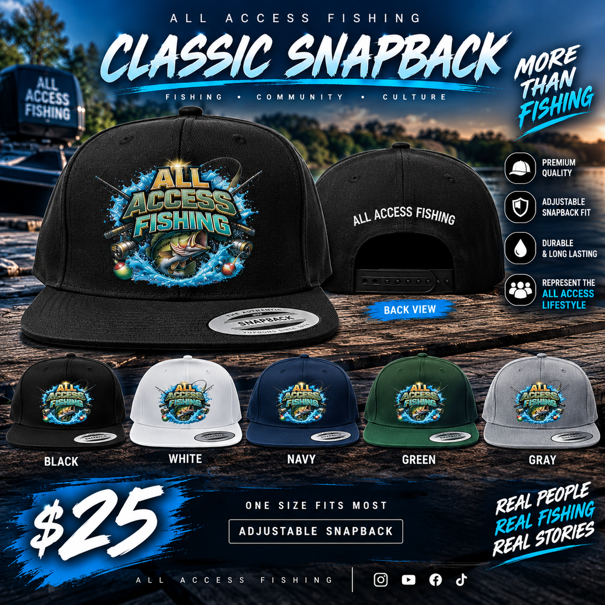 All Access Fishing Classic Snapback Cap