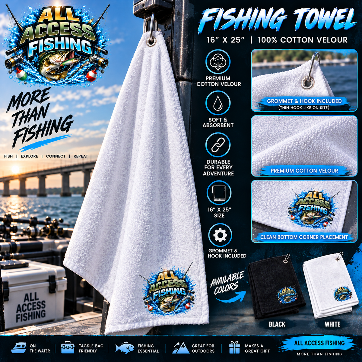 All Access Fishing 16" × 25" Fishing Towel
