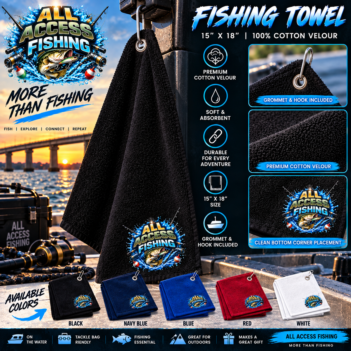 All Access Fishing 15" × 18" Fishing Towel